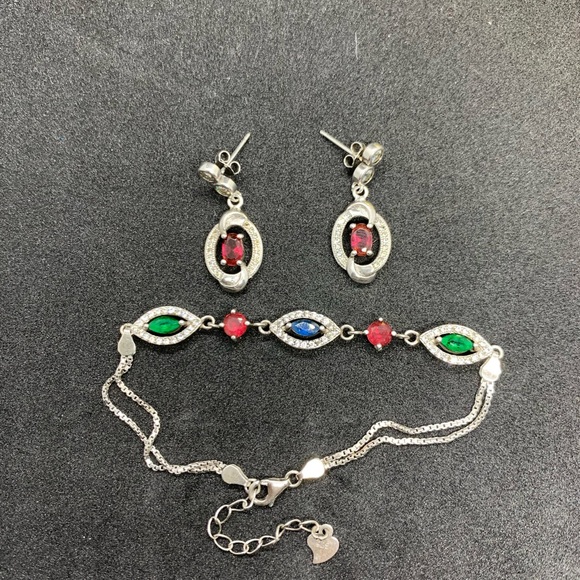 Sterling Silver 925 Set Bracelet and earrings - Picture 2 of 5